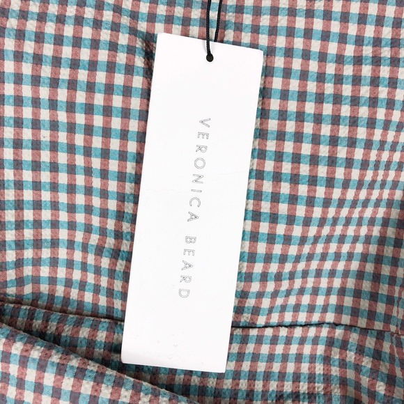 SOLD-Veronica Beard Dress Gingham Seersucker Positano Midi Sleeveless - Picture 7 of 10